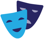 Drama mask icons in blue and purple
